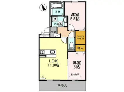 シャルマン(2LDK/1階)の間取り写真