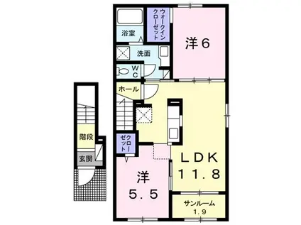 メゾン ド カンパーニュ(2LDK/2階)の間取り写真
