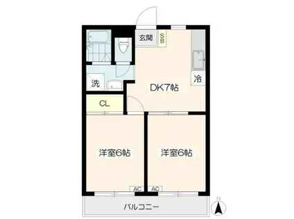 ウィンコーポ関町南(2DK/1階)の間取り写真