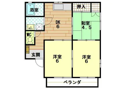 セイシェル中津(3DK/2階)の間取り写真