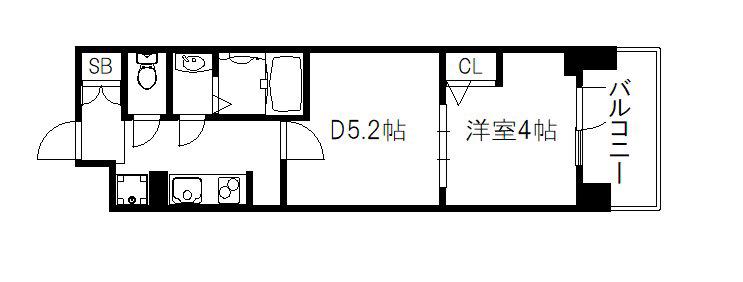 ベラジオ西大路五条(1DK/3階)の間取り写真
