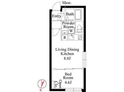 カーサピアッツァ桜新町(1LDK/4階)の間取り写真
