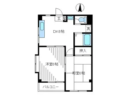 サン新井第二ビル(2DK/2階)の間取り写真