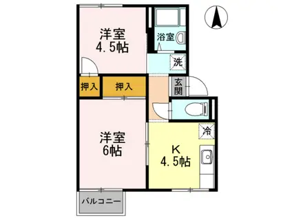 メイプルタウン(2K/2階)の間取り写真