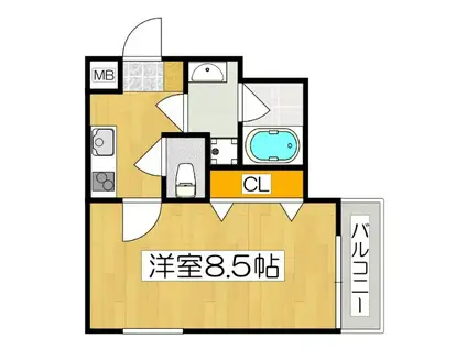 COLORY LIFE 長岡京(1K/1階)の間取り写真