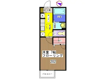 ステラM(1K/2階)の間取り写真