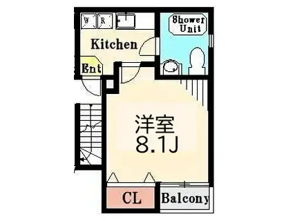 Aレガート吉野町II(1K/4階)の間取り写真