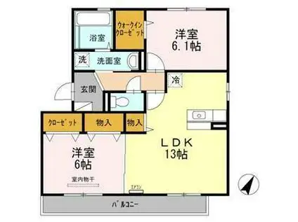 カーサシャルマン(2LDK/2階)の間取り写真
