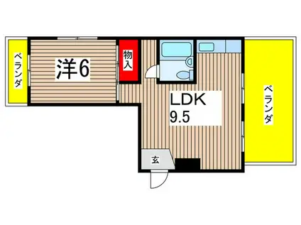 ヤマダビル(1LDK/4階)の間取り写真