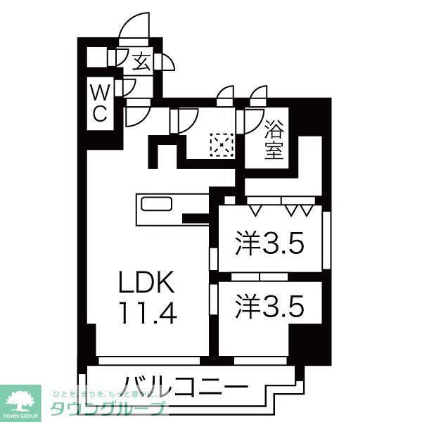 シーズンフラッツ錦糸町ウエスト(2LDK/2階)の間取り写真