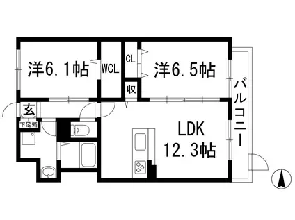 ヴィラ・アーバネット(2LDK/3階)の間取り写真