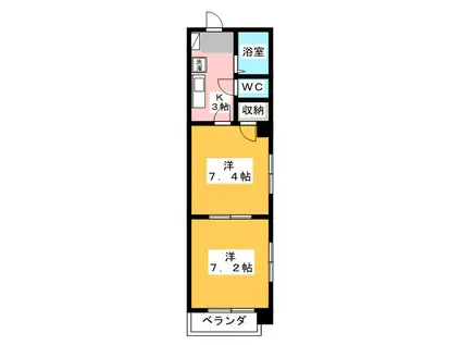 モンレーヴ葵東I(2K/4階)の間取り写真