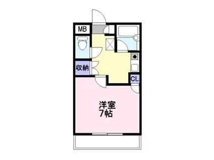 レディースハイツ村山(1K/6階)の間取り写真