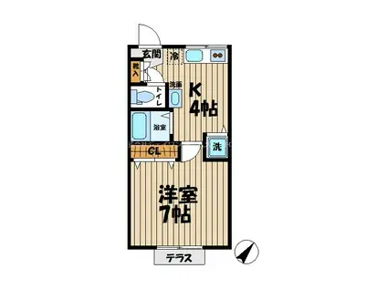 RAFFINEKASAMA(1K/1階)の間取り写真
