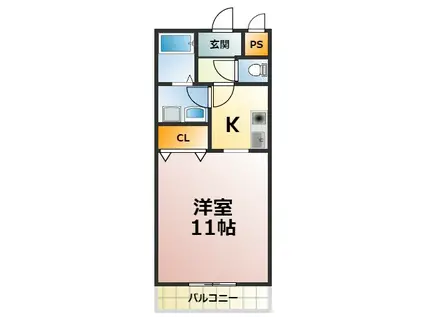 ティーワン緑町(1K/4階)の間取り写真