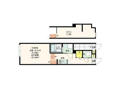 シャンテ上北沢(1K/1階)の間取り写真