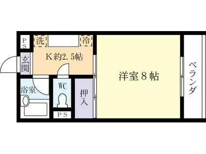 高野マンション(1K/4階)の間取り写真