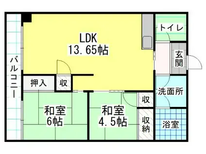 木本ビル(2LDK/3階)の間取り写真