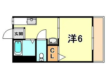 フレグランス六甲道(1K/2階)の間取り写真