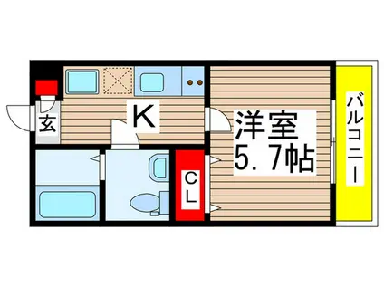 グランフロント本千葉(1K/2階)の間取り写真