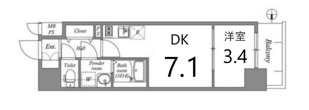 ARTIZA金山(1DK/6階)の間取り写真