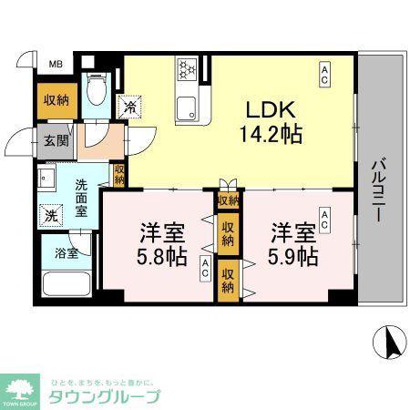カスタリア西船橋II(2LDK/3階)の間取り写真