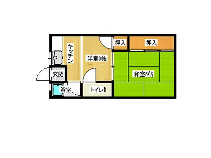 堤コーポ(2K/1階)の間取り写真