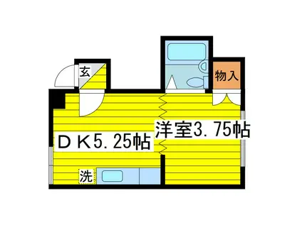 第2ハイツ新栄(1DK/3階)の間取り写真