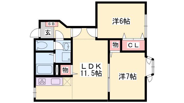 ルーラル・タウンB(2LDK/1階)の間取り写真