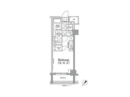 ワンルーフフラット月島(ワンルーム/3階)の間取り写真