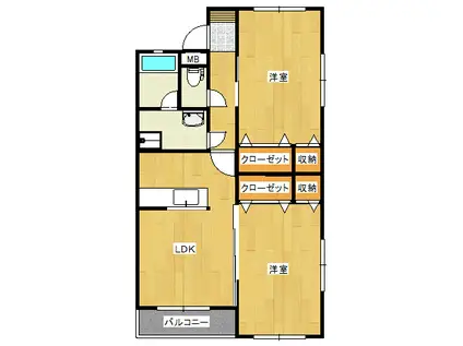 コーポT(2LDK/3階)の間取り写真