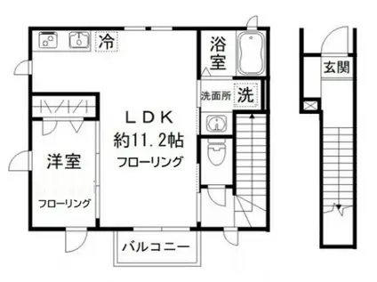 プリムホワイト(1LDK/2階)の間取り写真