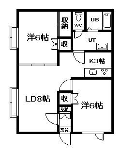 インペリアル末広弐番館(2LDK/2階)の間取り写真