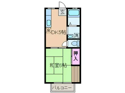 ファミール天王森(1DK/2階)の間取り写真