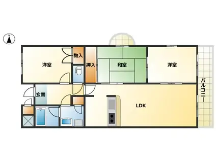シャンテハイツ(3LDK/2階)の間取り写真