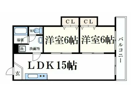 ペシュ七番館(2LDK/4階)の間取り写真