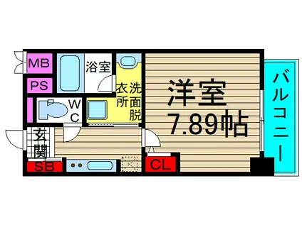 ブリーズガーデン京町堀 民泊可能(1K/4階)の間取り写真