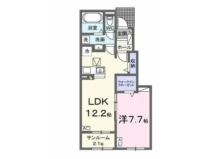 U-プラシードI(1LDK/1階)の間取り写真