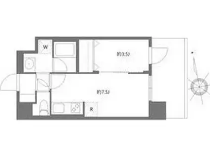 プロスパー江坂479(1DK/7階)の間取り写真