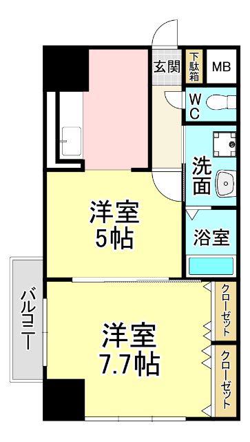 ヒット馬借テラス(2K/4階)の間取り写真
