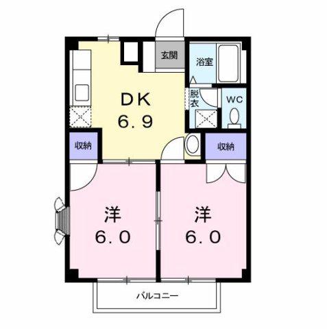 エレガンスながら(2DK/2階)の間取り写真