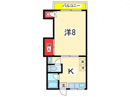 ハイツ八潮(1K/2階)の間取り写真