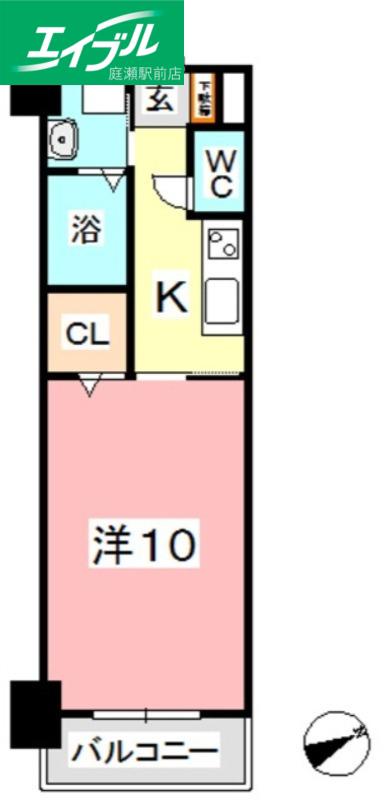 ブランミュール倉敷東町(1K/2階)の間取り写真