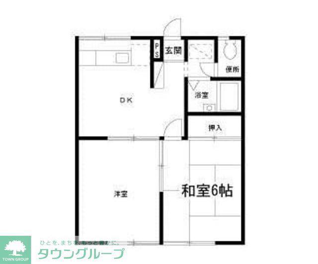 サニーサイド北沢(2DK/1階)の間取り写真