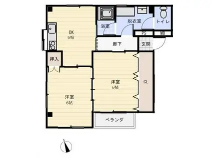 ルナパレス(2DK/4階)の間取り写真