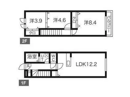アスコット古川I番館(3LDK/1階)の間取り写真