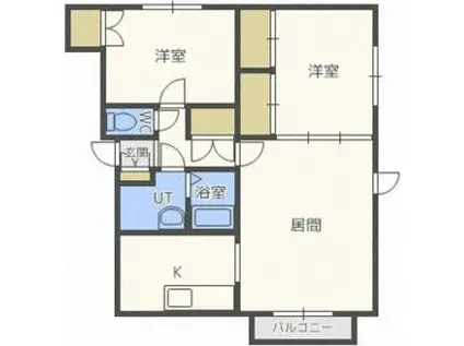 カジュアル北郷(2LDK/2階)の間取り写真