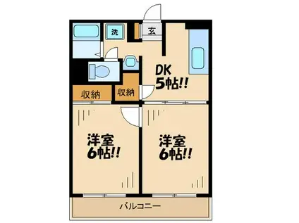 ロイヤル聖蹟(2DK/1階)の間取り写真