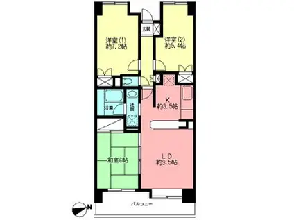 リューデスハイム(3LDK/4階)の間取り写真