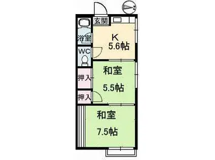 こやまハイツ(2K/1階)の間取り写真